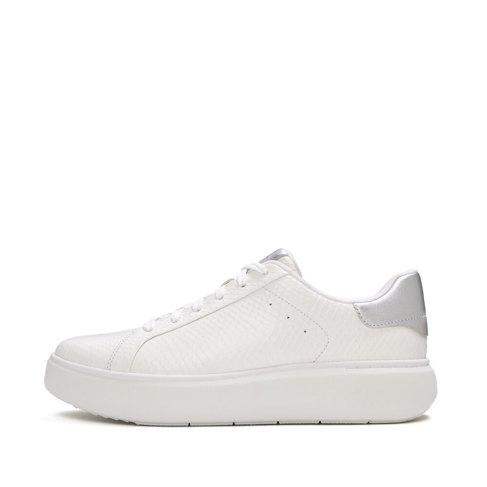 Trenton FitFlop RTG Leather Snake Lace-Up Sneakers Anatomicush Urban White / Silver UK3