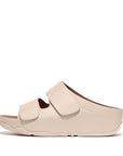 FitFlop FitFlop SHUV Adjustable Two-Bar Leather Slides Sandal Stone Beige 3 