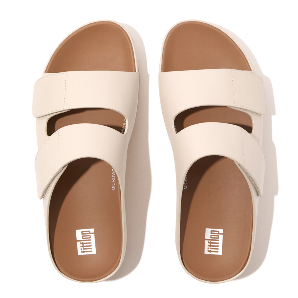 FitFlop Shuv Adjustable Two-Bar Leather Slides Microwobbleboard