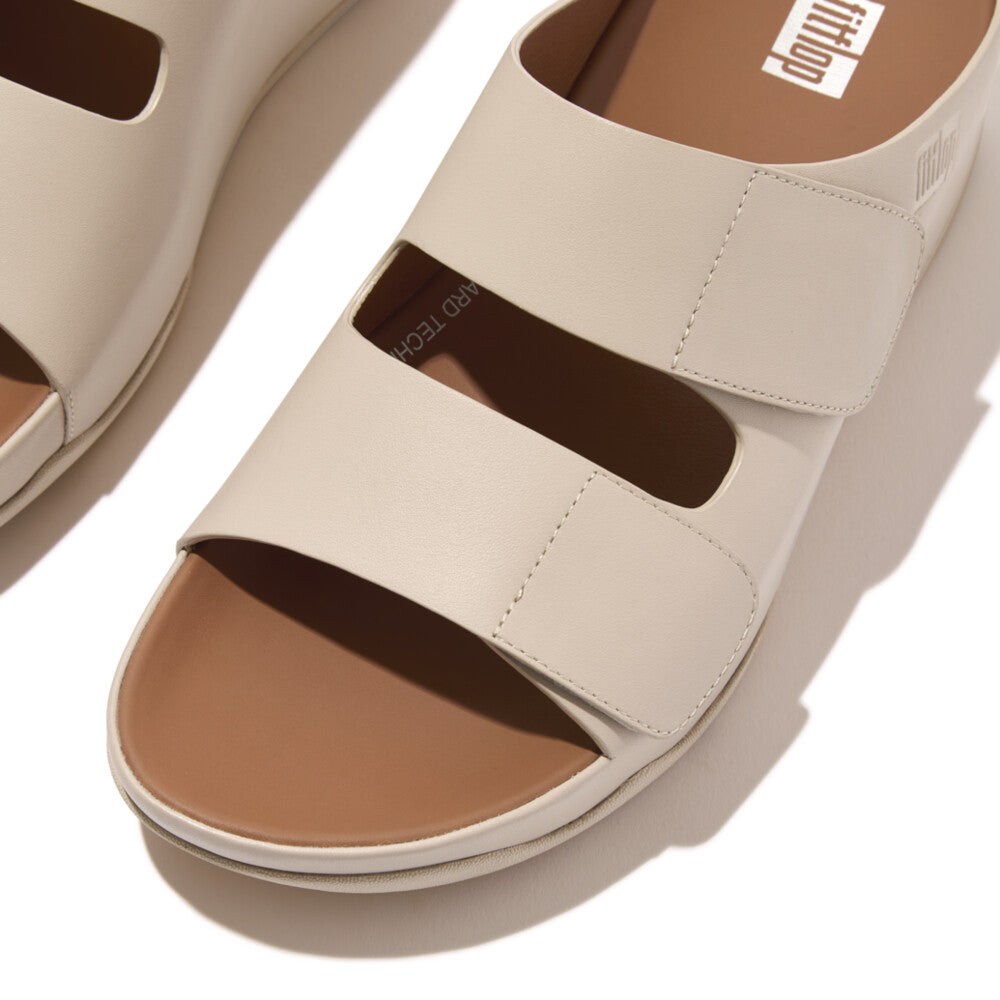FitFlop Shuv Adjustable Two-Bar Leather Slides Microwobbleboard