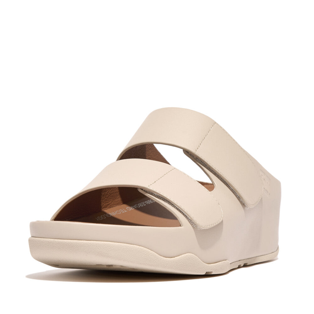 FitFlop Shuv Adjustable Two-Bar Leather Slides Microwobbleboard