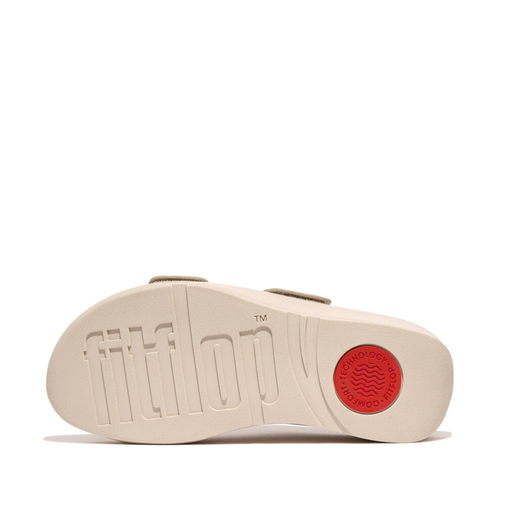 FitFlop Shuv Adjustable Two-Bar Leather Slides Microwobbleboard