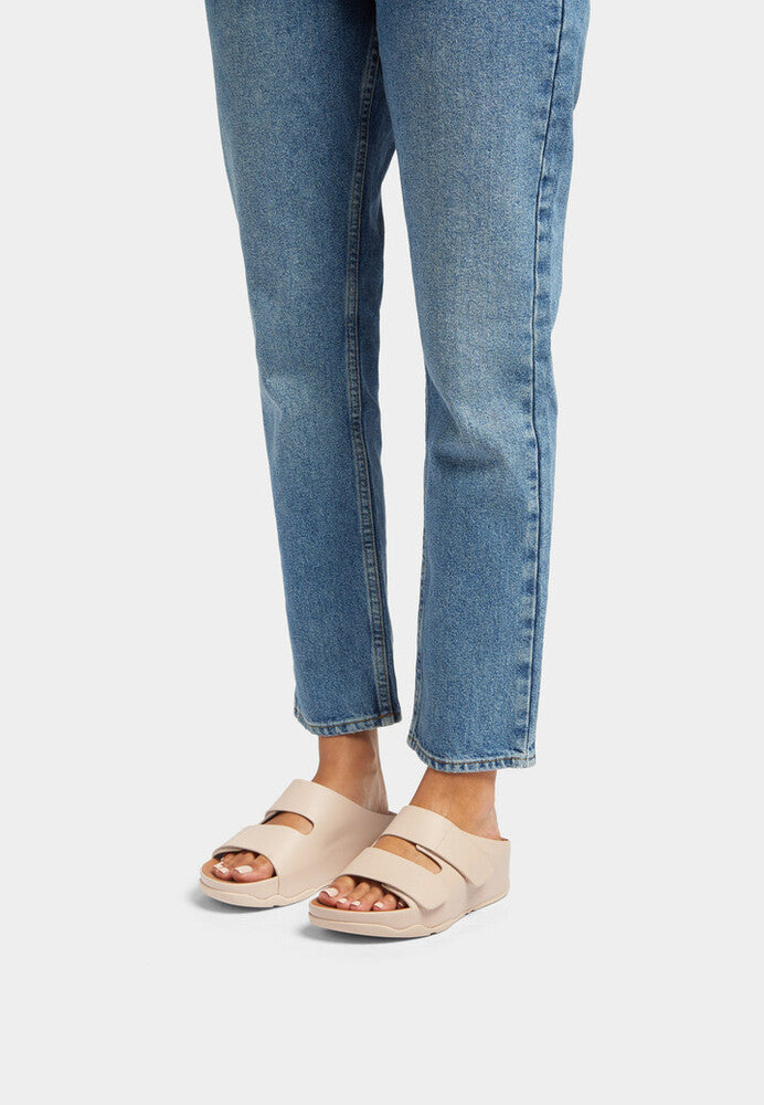 FitFlop Shuv Adjustable Two-Bar Leather Slides Microwobbleboard