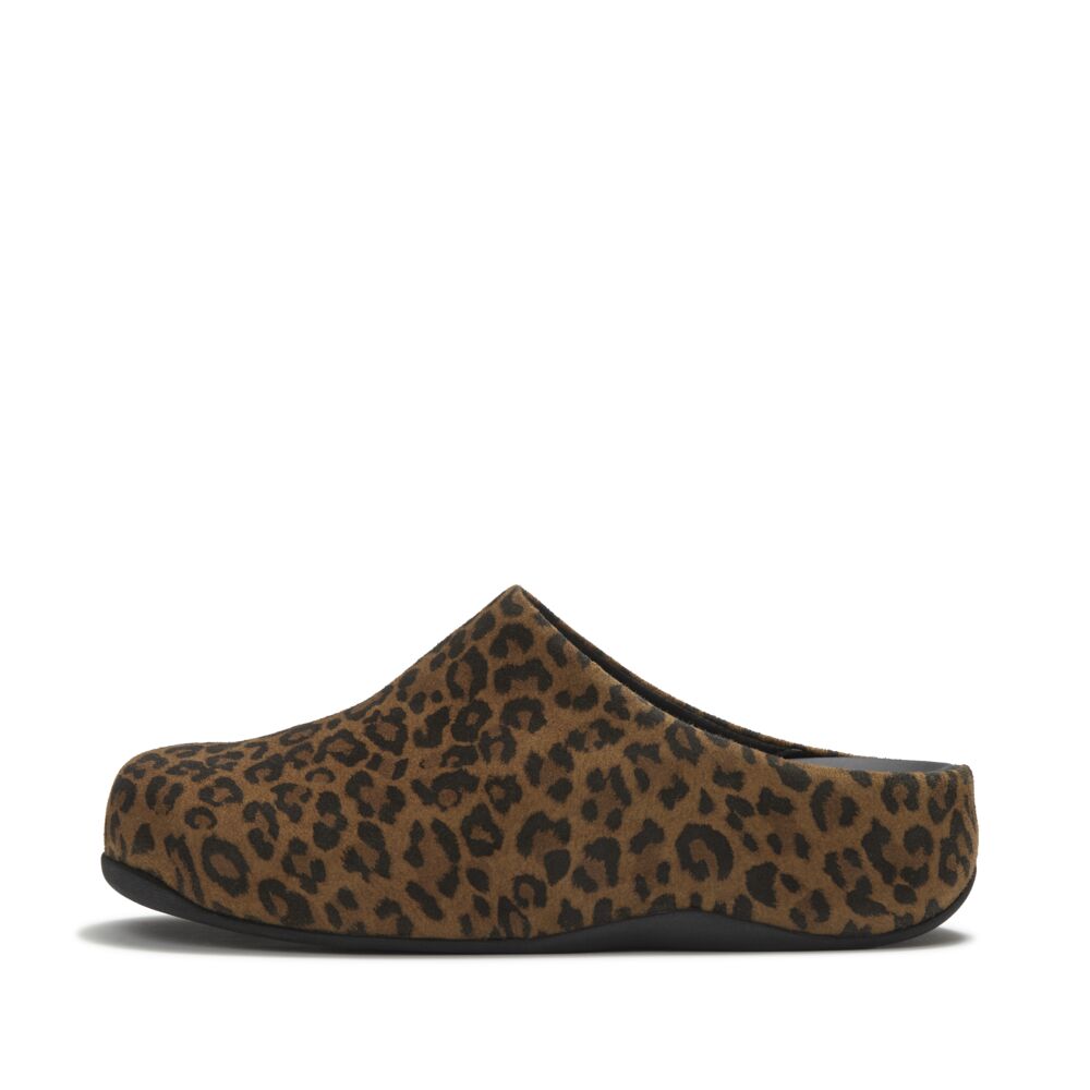 FitFlop Shuv Suede Leopard Mules