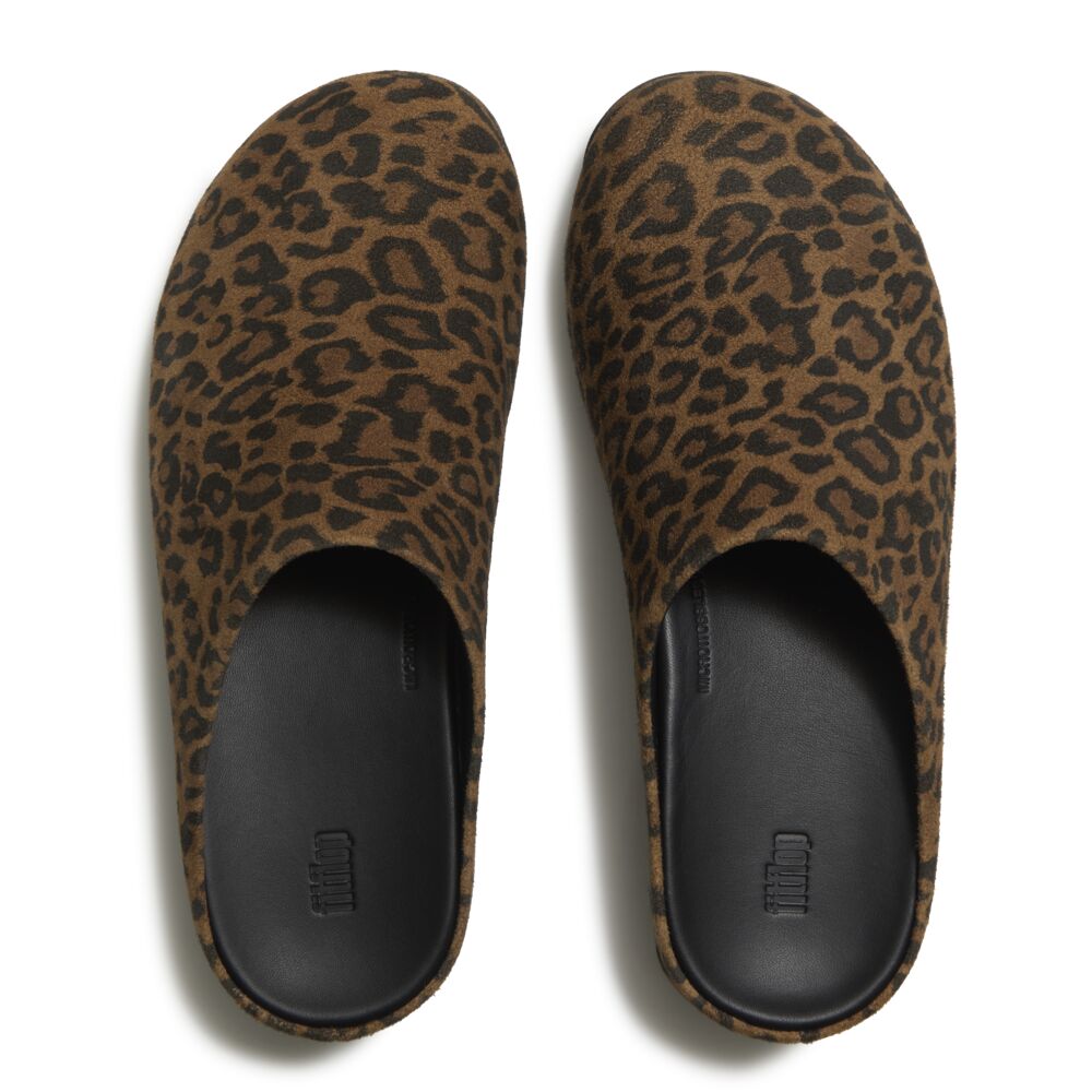 FitFlop Shuv Suede Leopard Mules