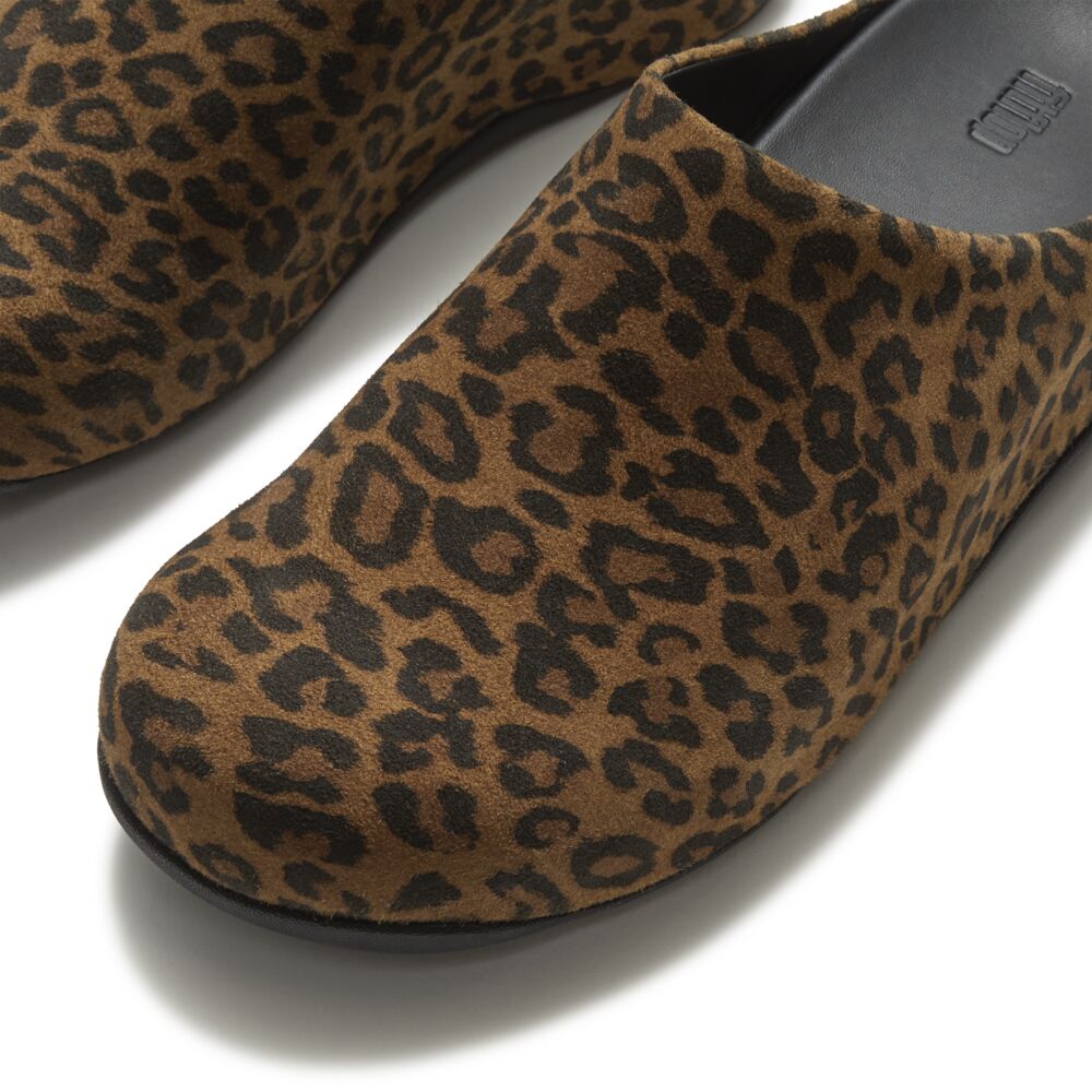 FitFlop Shuv Suede Leopard Mules