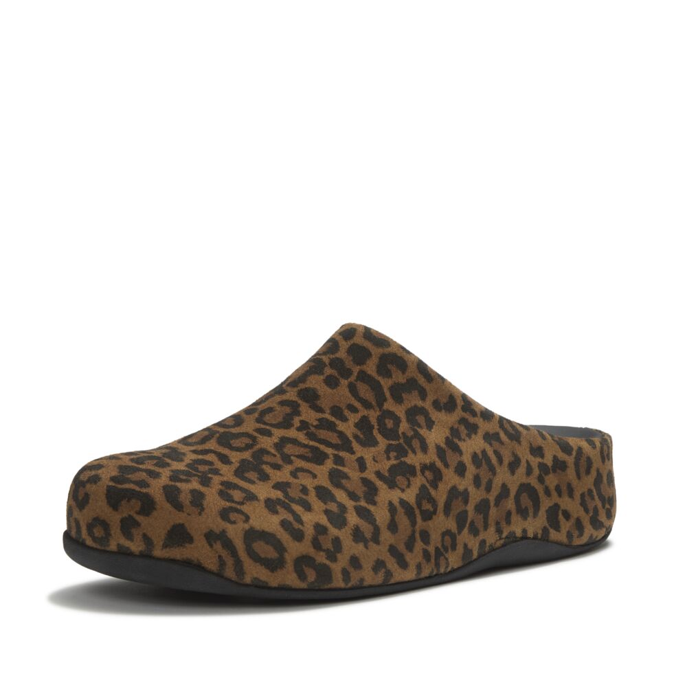 FitFlop Shuv Suede Leopard Mules