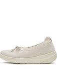 Trenton FitFlop Super-Q Bow Crystal-Trim Knit Ballet Flats iQushion Paris Beige UK3