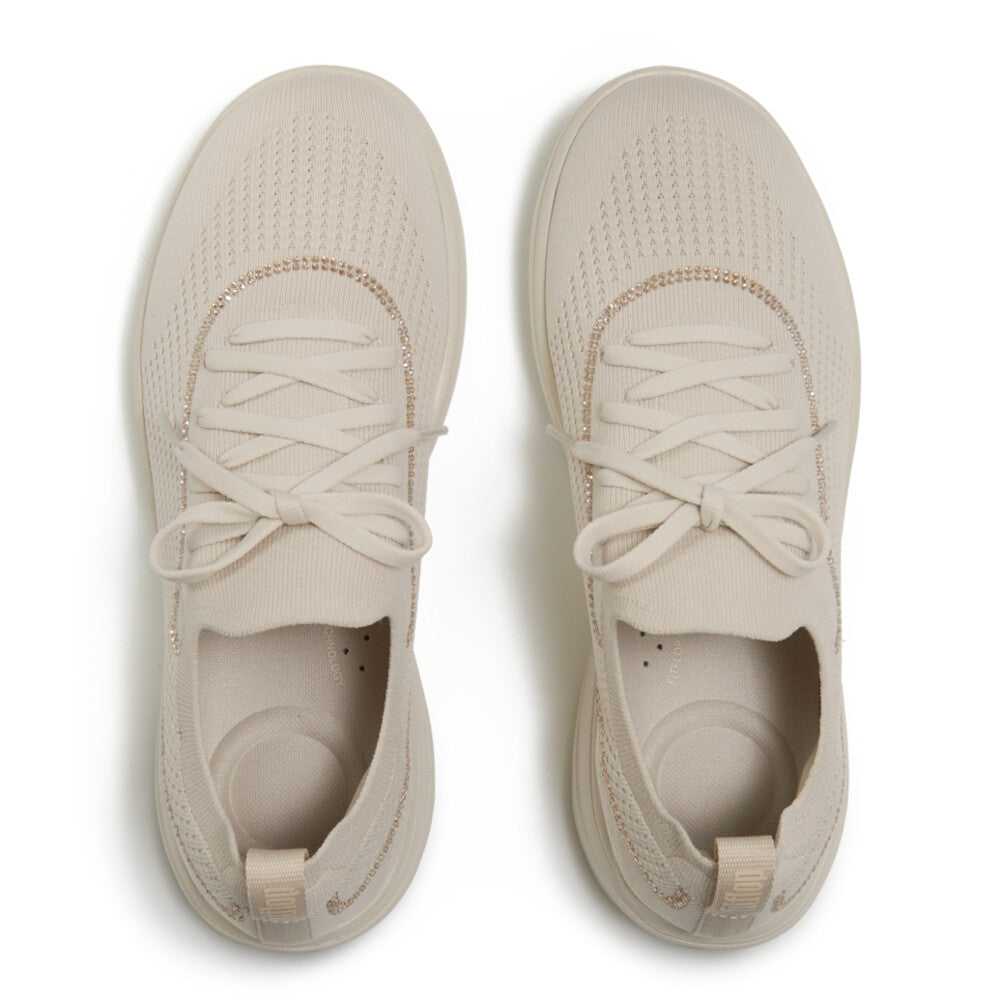 Trenton FitFlop SUPER-Q Crystal-Trim Knit Slip-On Laced Sneakers iQushion