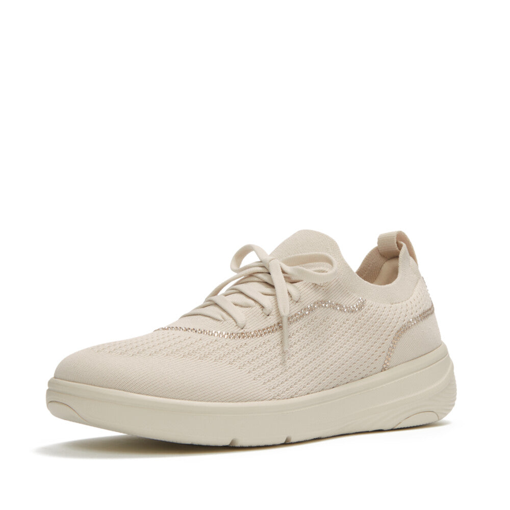 Trenton FitFlop SUPER-Q Crystal-Trim Knit Slip-On Laced Sneakers iQushion