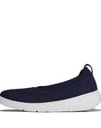 Trenton FitFlop Super-Q Knit Ballet Flats iQushion Metallic Midnight Navy UK3