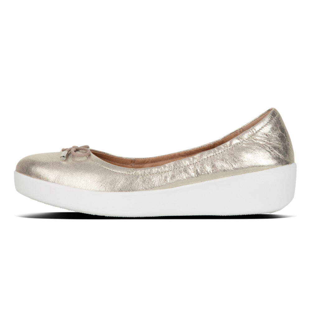 FitFlop FitFlop SUPERBENDY Leather Ballet Pumps  Metallic Silver 4 