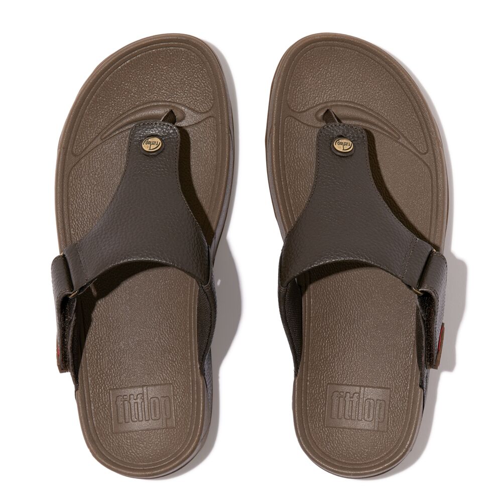 FitFlop FitFlop Men's Trakk II Leather Flip-Flops Microwobbleboard