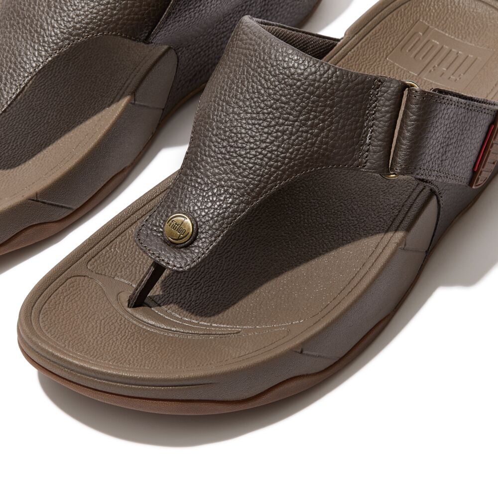 FitFlop FitFlop Men's Trakk II Leather Flip-Flops Microwobbleboard