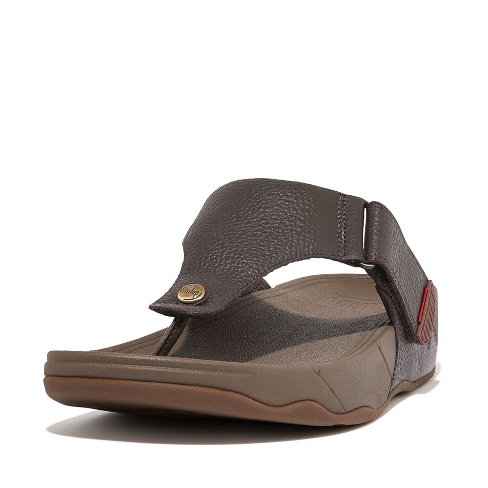 FitFlop FitFlop Men's Trakk II Leather Flip-Flops Microwobbleboard