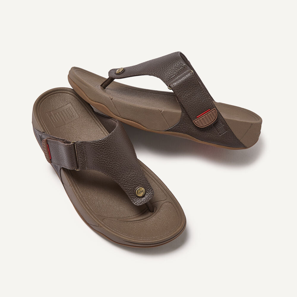 FitFlop FitFlop Men's Trakk II Leather Flip-Flops Microwobbleboard