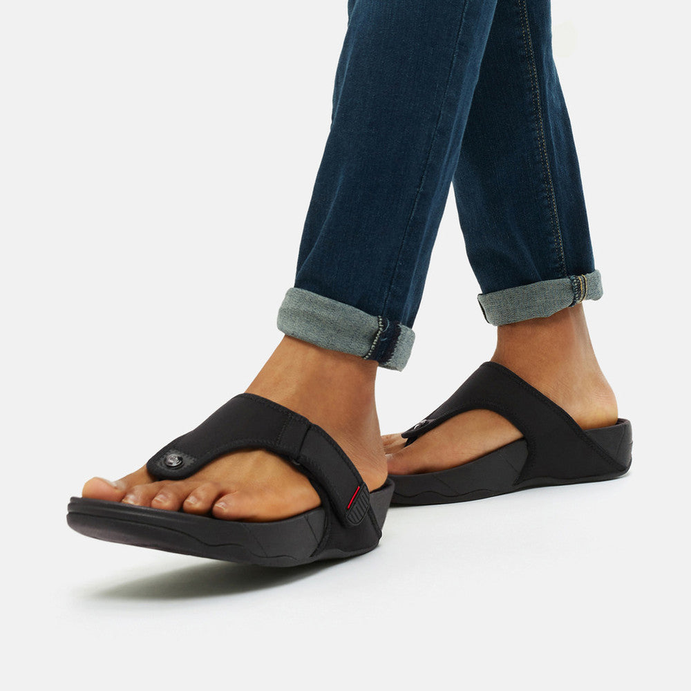 FitFlop FitFlop Trakk II Mens Leather Flip-Flops Microwobbleboard