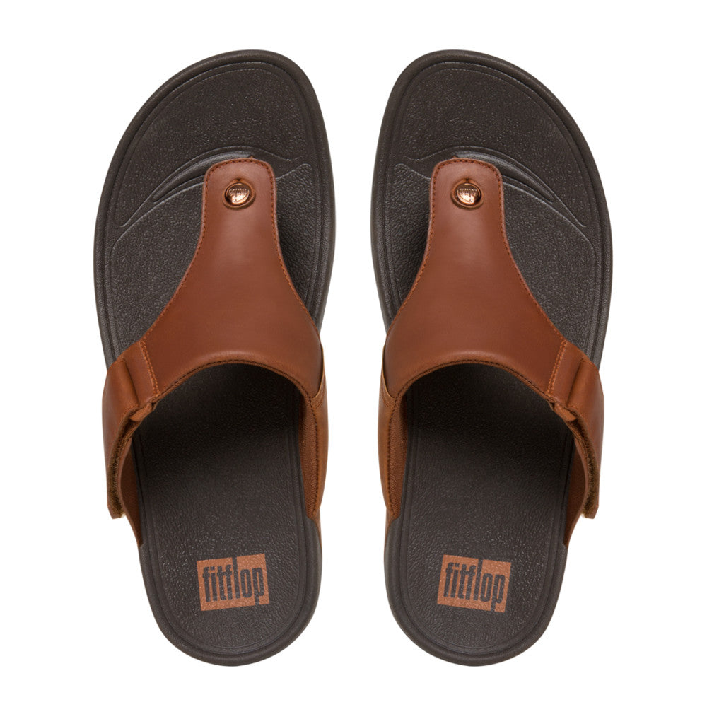 FitFlop FitFlop Trakk II Mens Leather Flip-Flops Microwobbleboard