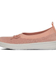 FitFlop Überknit Ballet Pumps With Bow Anatomicush Coral Pink 4