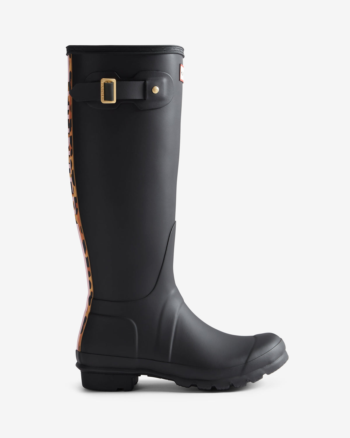 Hunter Women's Leopard Print Backstrap Tall Wellington Boots Boot Black UK 3
