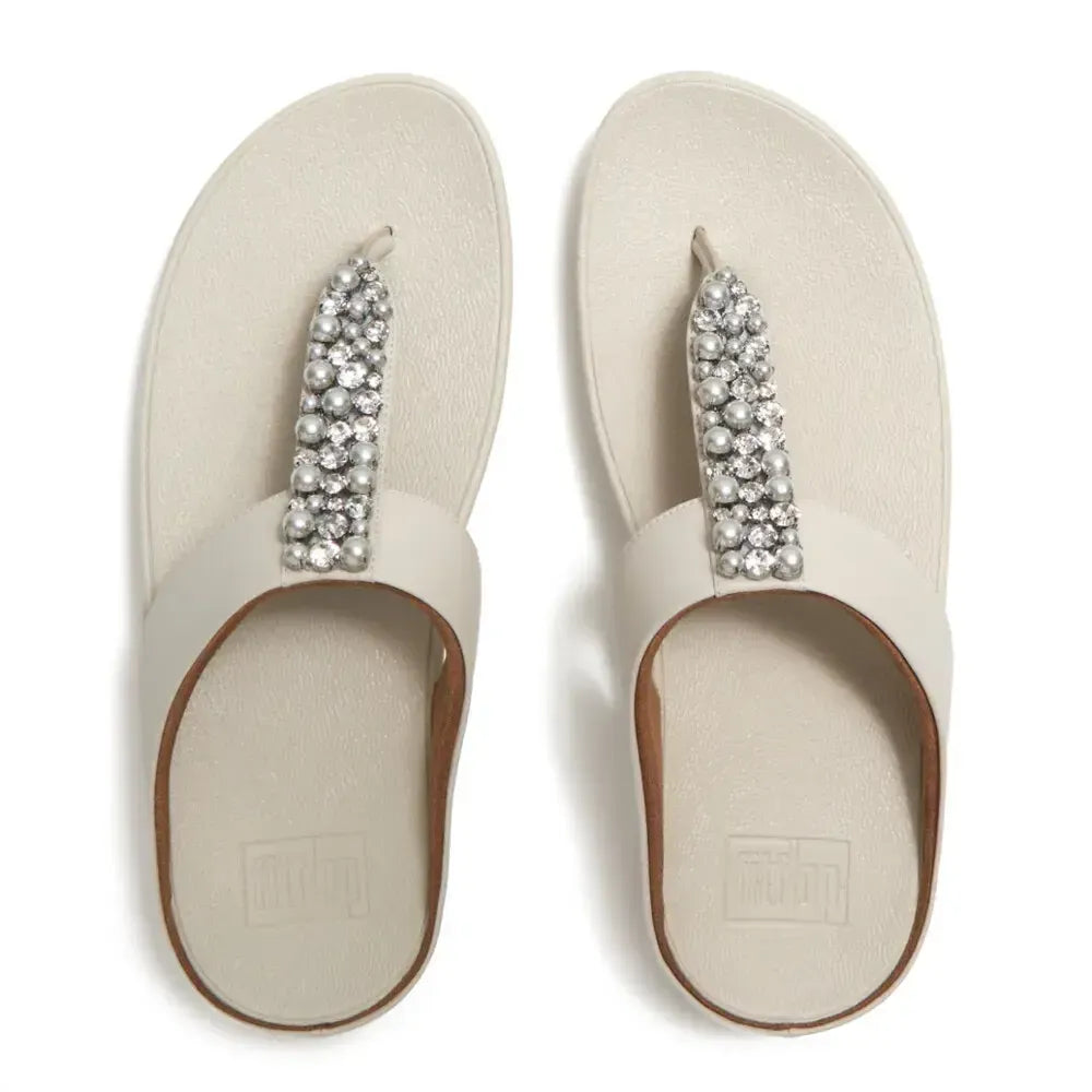 FitFlop FINO Pearls-And-Crystal Toe-Post Sandals