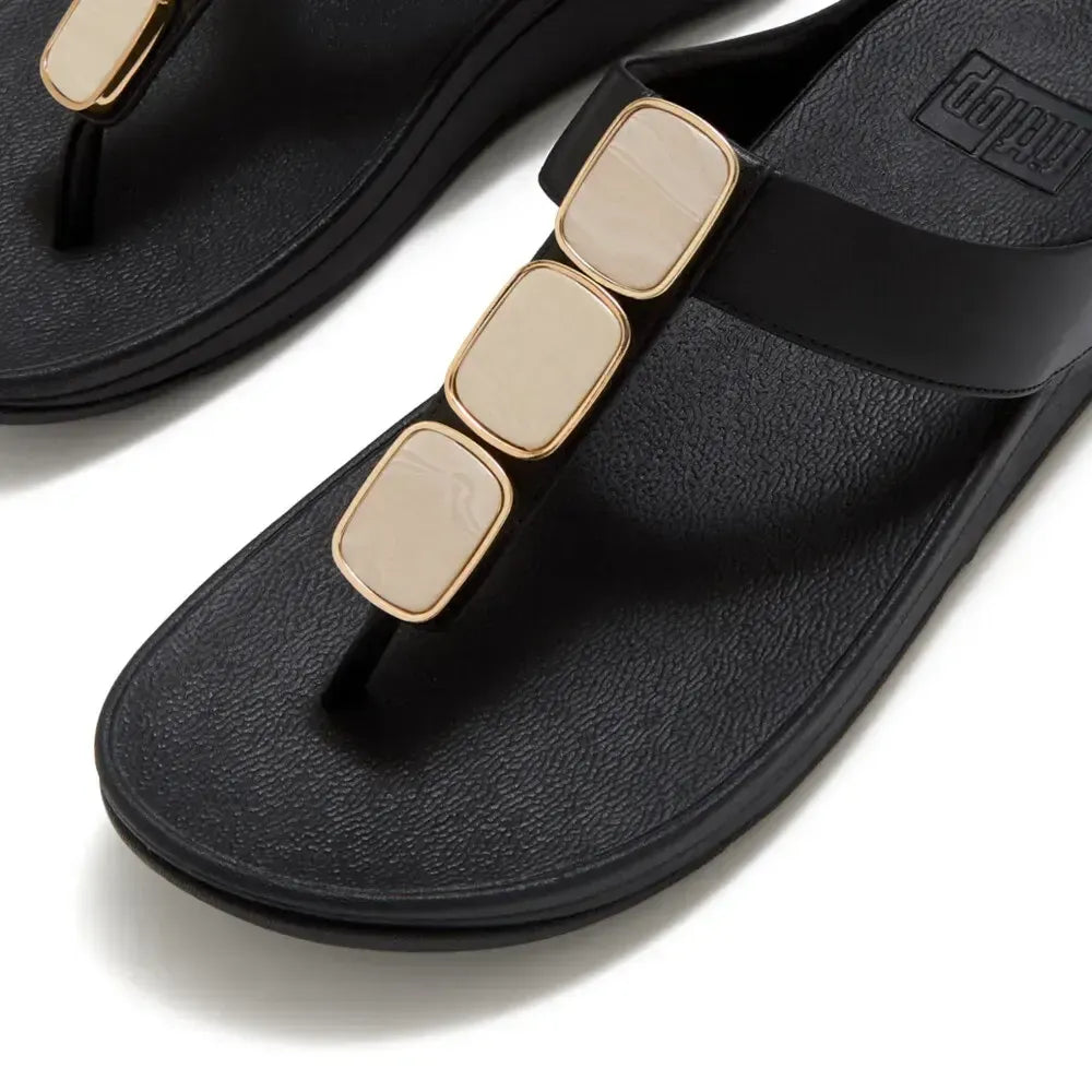FitFlop LULU Glossy Button Toe-Post Sandals