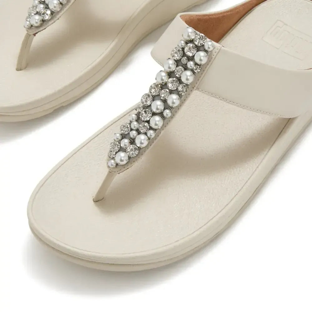 FitFlop FINO Pearls-And-Crystal Toe-Post Sandals